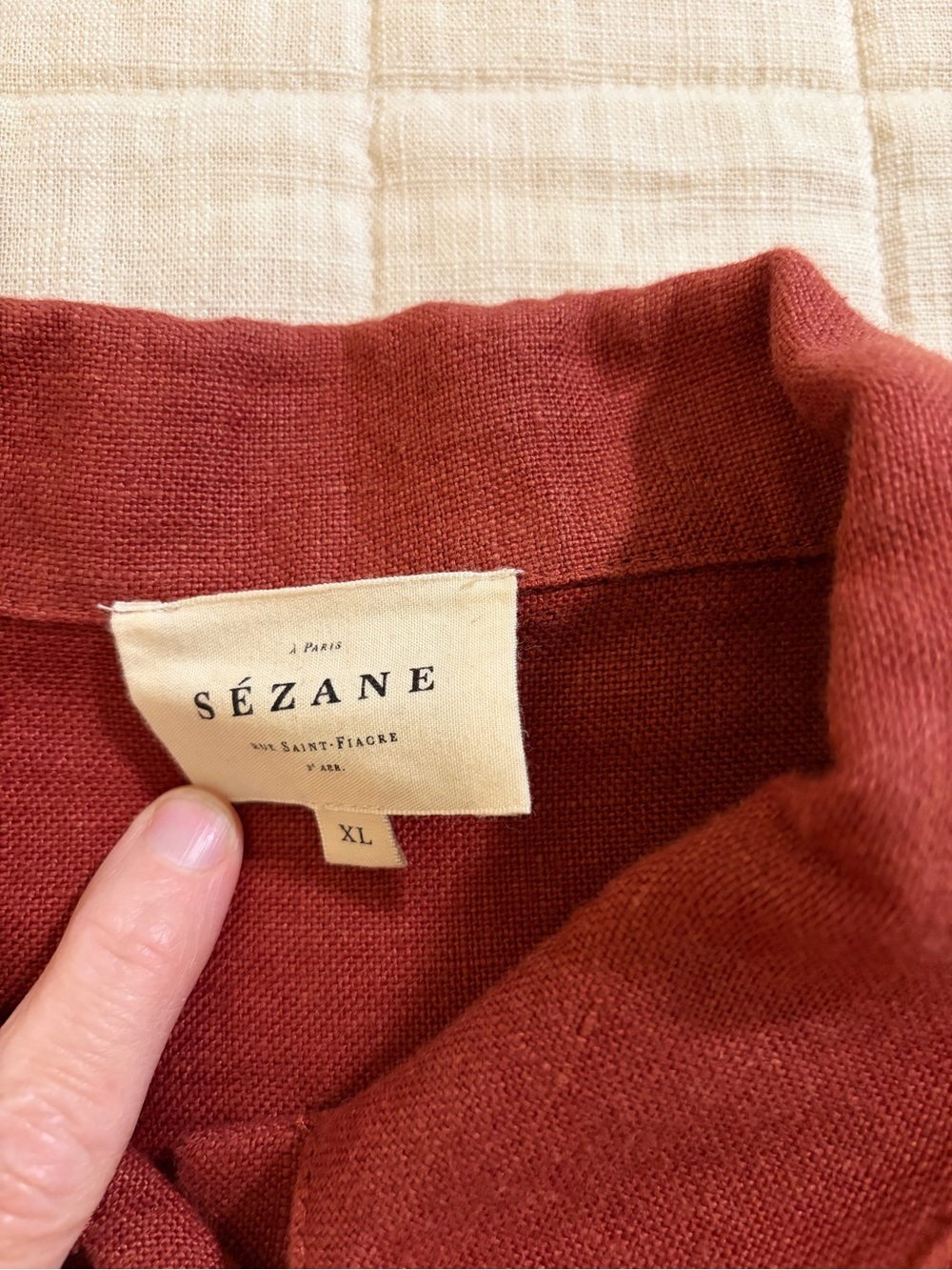 Sezane Will Linen Chestnut Rust Blazer Jacket womens XL - Picture 7 of 10